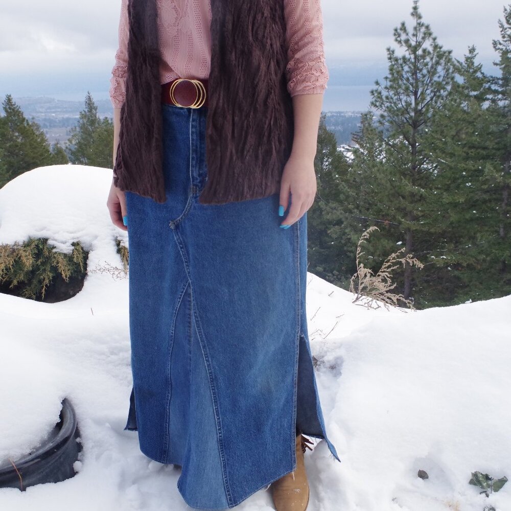 Long Jean Skirt By Penmane  100% Cotton